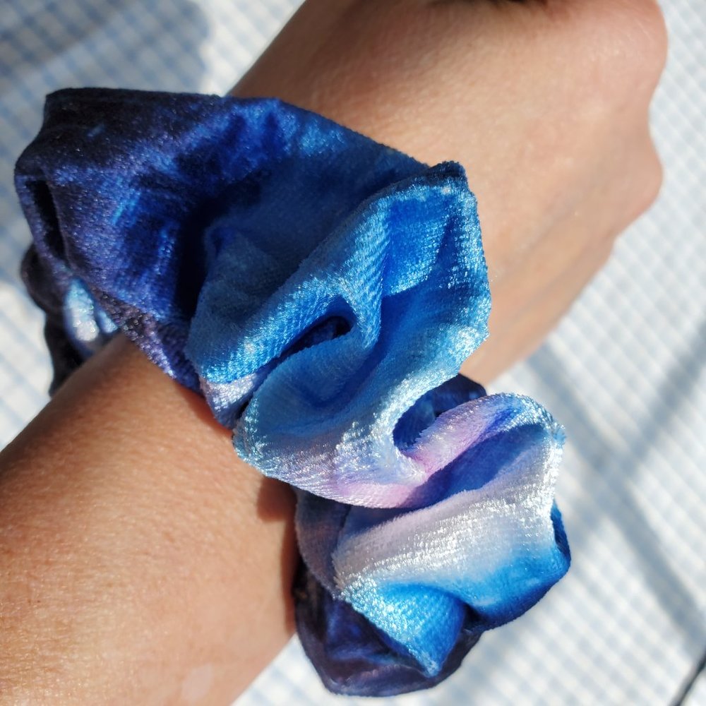 ZIPPER Scrunchie 3pks Tie Dye Velvet Hair Accessory New - Picture 10 of 13